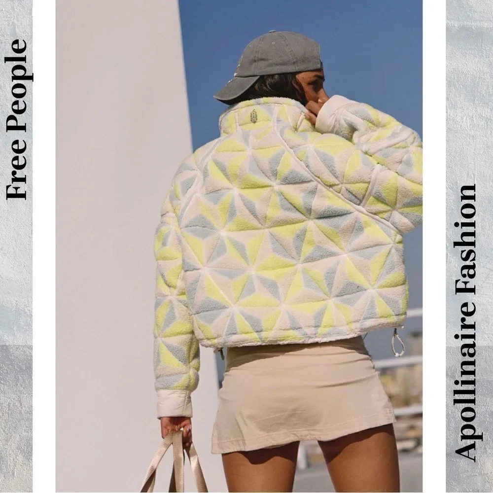 FP MOVEMENT MOUNTAIN HIGH 3D PRINTED 1/2 ZIP FLEECE IN SOUR CITRUS XL NWT - Picture 3 of 11